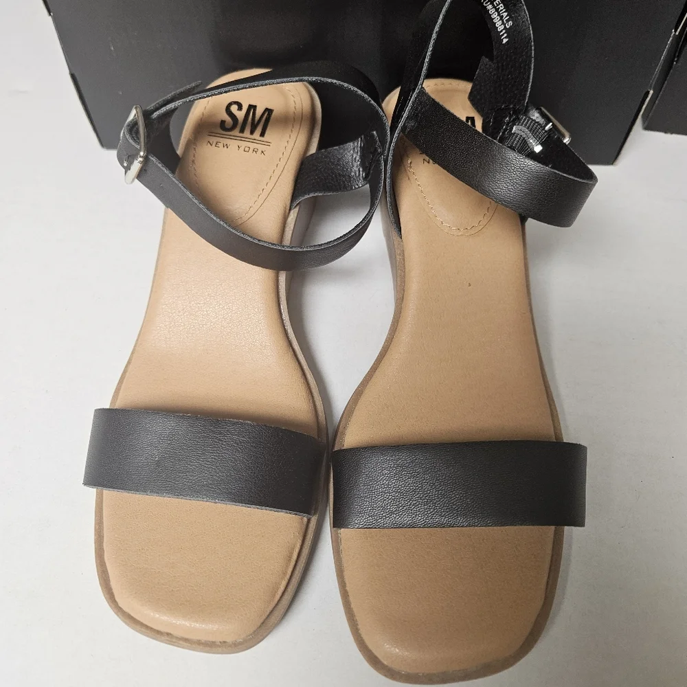SM Size 8 Black Wedge Sandals‎